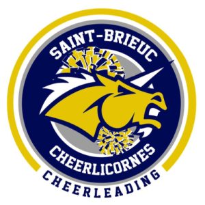 logo des cheerlicornes de Saint-Brieuc représentant une licorne jaune sur fond bleu