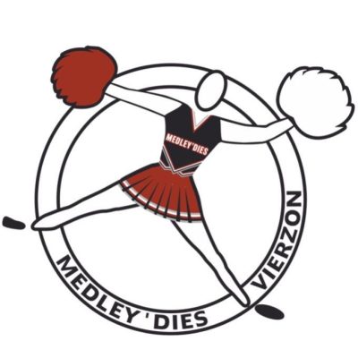 Le logo des Medley'dies de Vierzon représente une pom-pom girl en rouge et noir.