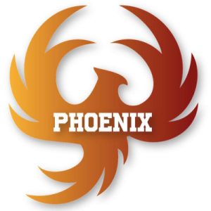 Le logo des Phoenix Cheerleaders d'Angers est un phénix dégradé du jaune vers le rouge