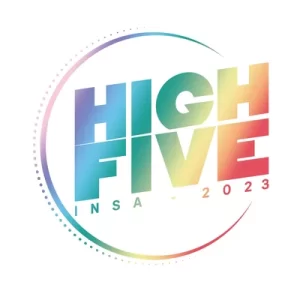 Le logo de l'High Five 2023, la compétition universitaire réunissant les INSA leurs équipes, notamment celles de cheerleading