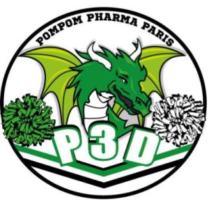 Le logo des Pompom Pharma de Paris Descartes (P3D) représente un dragon vert