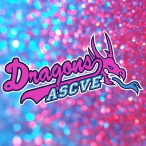 dragon rose langue bleue représente les cheerleaders de Val d'Europe