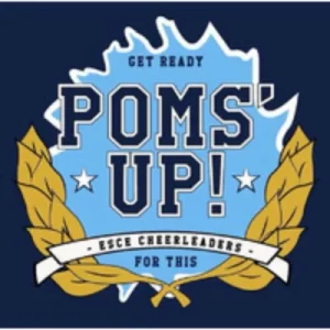 Le logo des Poms'Up de l'ESCE représente un pompon bleu ciel cerné par une couronne de lauriers dorés.