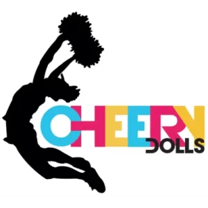 pompom girl sautant en l'air à côté du logo des Cheery Dolls