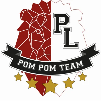 Lion rouge et blanc, logo des Pretty Lions de Bordeaux, l'équipe de pom pom