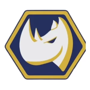 Rhinocéros jaune et bleu, logo des Cheer INSA Lyon