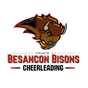 Bison américain brun déterminé, logo des Besançon Bisons Cheerleading