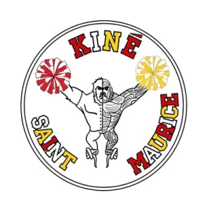 Gorille brandissant des pompons rouges et jaunes, logo des pompoms STMO, les kinés de Saint-Maurice, en Ile-de-France