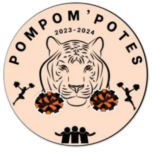Tigre avec pompons oranges, logo des Pompom'Potes d'Agro Dijon.