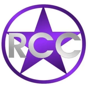 RCC devant une étoile violette, logo des Rock Cheerleaders de Chalon
