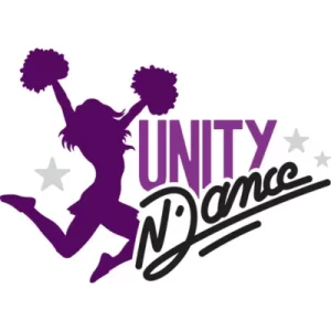 Silhouette de pompom-girl violette, logo des Unity N Dance de Blanzy