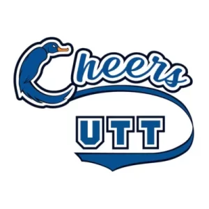 Canard bleu prenant la forme du C de Cheers UTT, les cheerleaders de l'université de Troyes