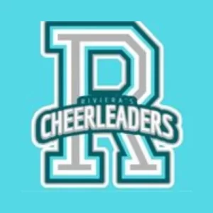 R sur fond bleu ciel, logo des Riviera Cheerleaders de CIV