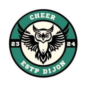 Chouette sur fond vert, logo des Cheer ESTP Dijon
