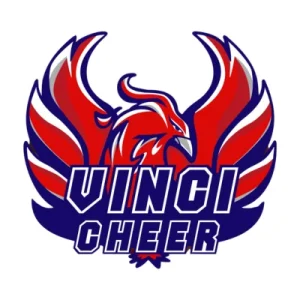 Phoenix rouge et bleu, logo des Vinci Cheer, anciens LeoPompom PULV, de l'université Léonard de Vinci