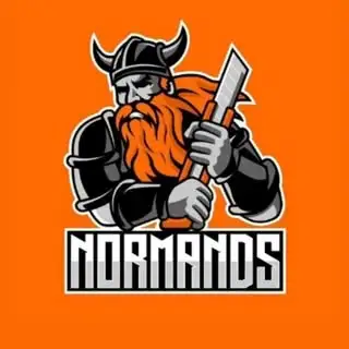 Logo des pompoms de l'ENSA Normandie, l'école d'architecture : un normand orange avec un cutter