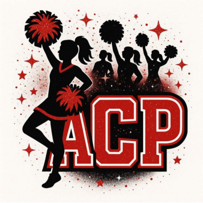 Logo des Auxi Cheer Pom (ACP) représentant des silhouettes de pompom